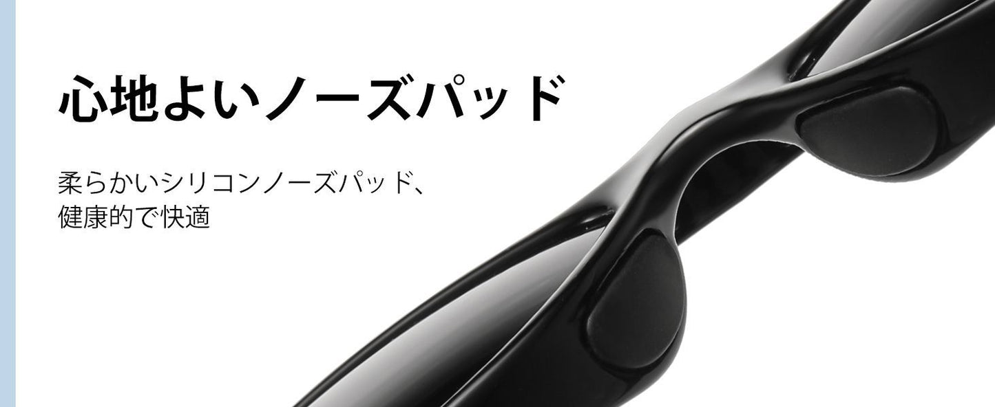 ［ DUCO ］オーバーサングラス Lサイズ ブラックフレーム ブルーレンズ 8953